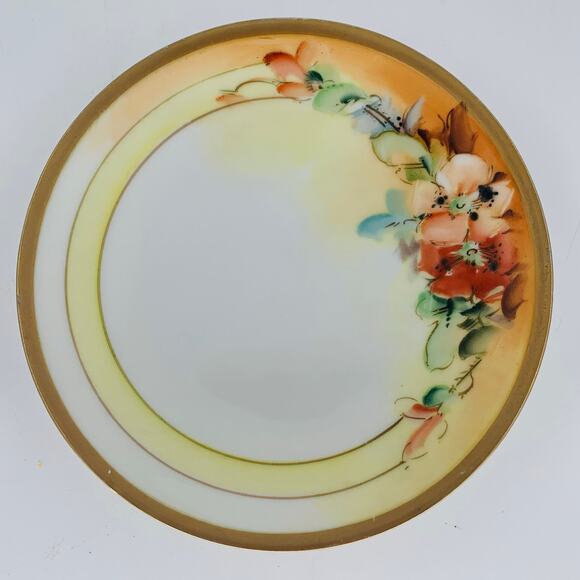 RS Germany Vintage Porcelain Plate 6.5" Hand Painted Red Pink Signed M E Geyer - Picture 6 of 6